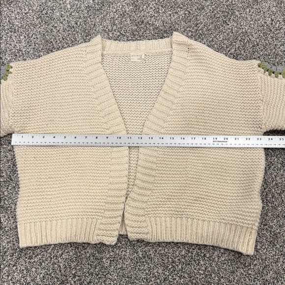 Dreamers by Debut Cream Knit Patchwork Floral Sleeve Cottagecore Open Cardigan - Picture 7 of 7